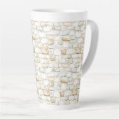 Tasse Latte Pierres Fausse Grises Blanc Crème   (Angle droit)