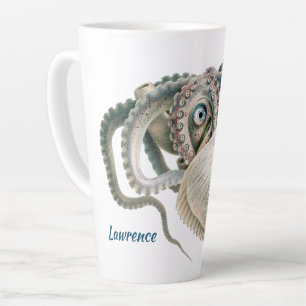 Tasse Latte Pieuvre Argonaute, Animaux de la Vie Marine Vintag