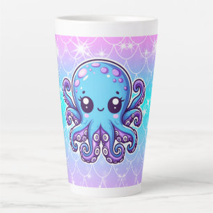 Tasse Latte Pieuvre bleue mignonne