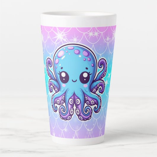 Tasse Latte Pieuvre bleue mignonne (Devant)