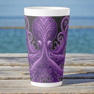 Tasse Latte Pieuvre violette Kraken Steampunk victorien