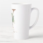 Tasse Latte Pine de Noël Berries rouges Monogramme Y Nom (Droite)