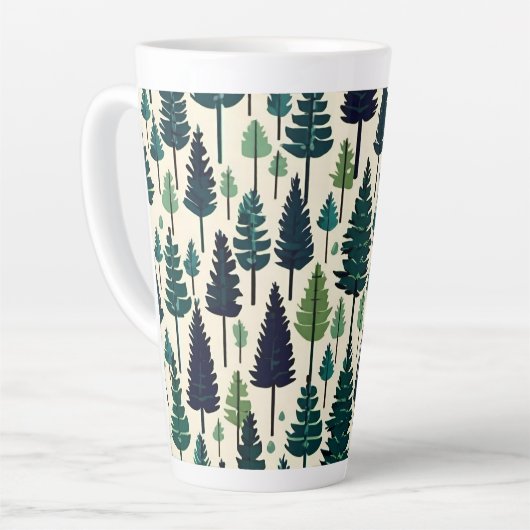 Tasse Latte Pine d'hiver conception arbre de Noël neige #4 (Angle gauche)