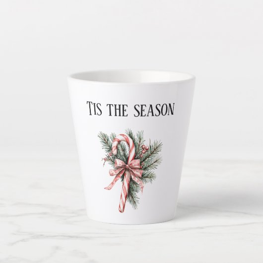 Tasse Latte Pine Tree Candy Cane Red Christmas (Devant)