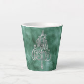 Tasse Latte Pine Turquoise Vert Argent Noël (Devant)