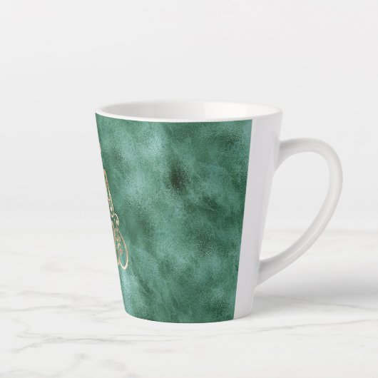 Tasse Latte Pine Turquoise Vert or Noël (Droite)