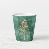 Tasse Latte Pine Turquoise Vert or Noël (Devant)