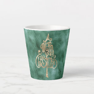Tasse Latte Pine Turquoise Vert or Noël