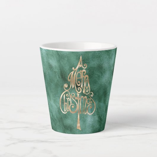 Tasse Latte Pine Turquoise Vert or Noël (Devant)