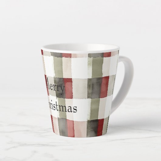Tasse Latte Pine Vert ivoire Rouge rayures (Angle droit)