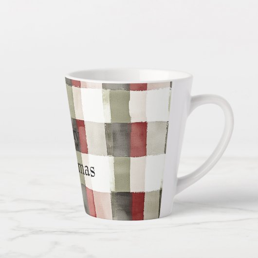 Tasse Latte Pine Vert ivoire Rouge rayures (Droite)