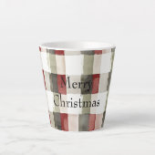 Tasse Latte Pine Vert ivoire Rouge rayures (Devant)