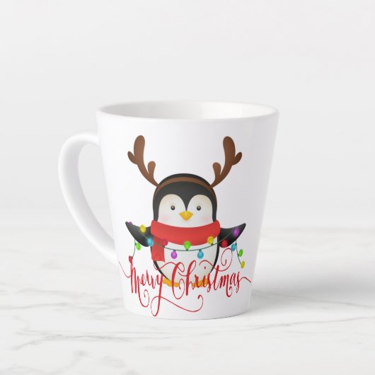 Tasse Latte Pingouin de Noël (Angle gauche)