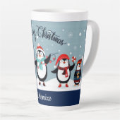 Tasse Latte Pingouins de vacances personnalisés (Angle droit)