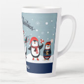 Tasse Latte Pingouins de vacances personnalisés (Droite)