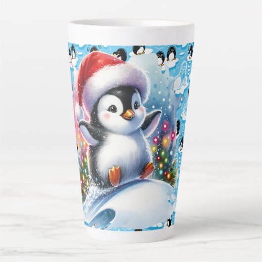 Tasse Latte Pingouins d'hiver (Devant)