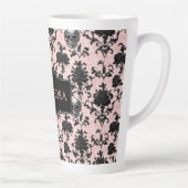 Tasse Latte Pink and Black Goth Skulls and Roses Personalized  (Droite)