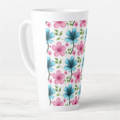 Tasse Latte Pink & Blue Floral Seamless Pattern (Angle gauche)