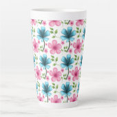 Tasse Latte Pink & Blue Floral Seamless Pattern (Devant)