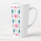 Tasse Latte Pink & Blue Floral Seamless Pattern (Droite)