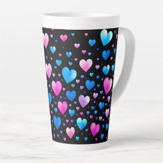 Tasse Latte Pink & Blue Glowing Hearts