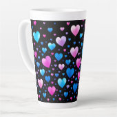 Tasse Latte Pink & Blue Glowing Hearts (Angle gauche)
