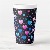 Tasse Latte Pink & Blue Glowing Hearts (Devant)