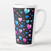 Tasse Latte Pink & Blue Glowing Hearts (Droite)