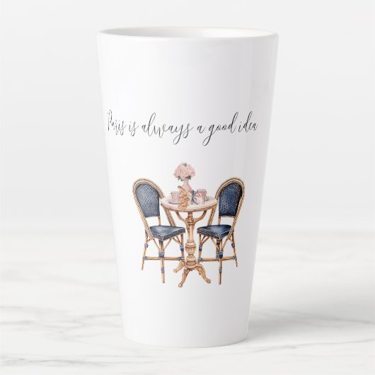 Tasse Latte Pink Blue Paris Table Baguettes (Devant)