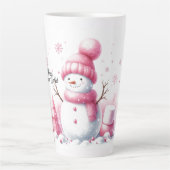 Tasse Latte Pink Christmas Snowman Marshmallow World (Devant)