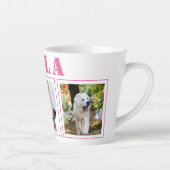 Tasse Latte Pink Dog 3 Photo Collage avec nom (Droite)