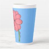 Tasse Latte Pink Flower Full with Blue background (Devant)