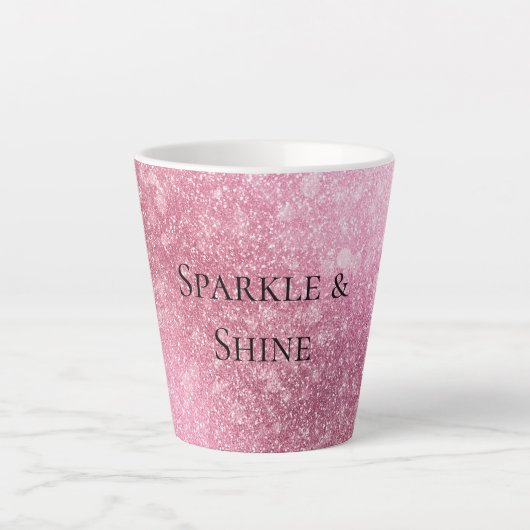 Tasse Latte Pink Glitzy Sparkle personnalisé (Devant)