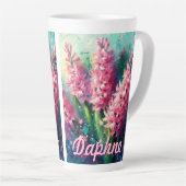 Tasse Latte Pink Hyacinths Hyacinth Floral Personalized (Angle droit)