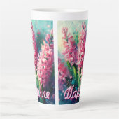 Tasse Latte Pink Hyacinths Hyacinth Floral Personalized (Devant)