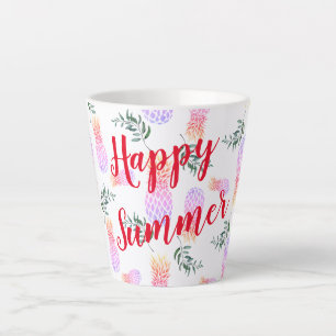 TASSE LATTE PINK & ORANGE PINEAPPLE HEUREUX ÉTÉ