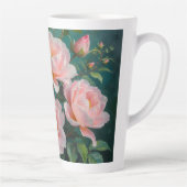 Tasse Latte Pink Peonies Artwork on Emerald Green (Droite)