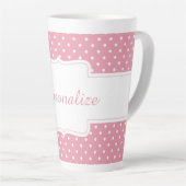 Tasse Latte Pink Polka Dot Personnaliser (Angle droit)
