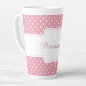 Tasse Latte Pink Polka Dot Personnaliser (Angle gauche)