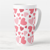 Tasse Latte Pink & Red Hearts Print Motif, Saint-Valentin (Angle droit)