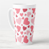 Tasse Latte Pink & Red Hearts Print Motif, Saint-Valentin (Angle gauche)
