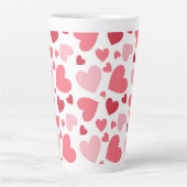 Tasse Latte Pink & Red Hearts Print Motif, Saint-Valentin (Devant)