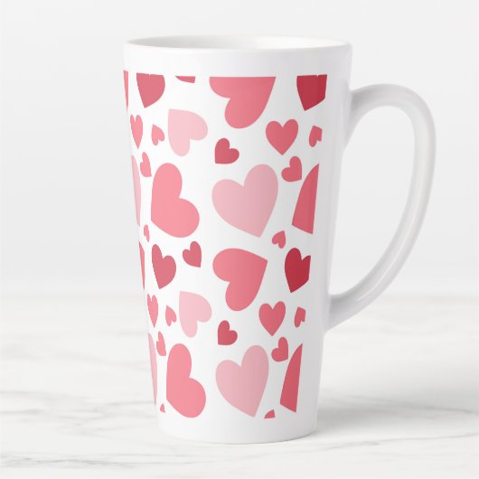 Tasse Latte Pink & Red Hearts Print Motif, Saint-Valentin (Droite)