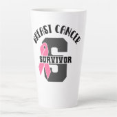 Tasse Latte Pink Ribbon Cancer du sein Survivant (Devant)