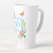 Tasse Latte Pink Rose Ribbon Anniversaire (Angle droit)