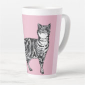Tasse Latte Pink Tabby Cat Cats Pink Girls Name Nursery (Angle droit)