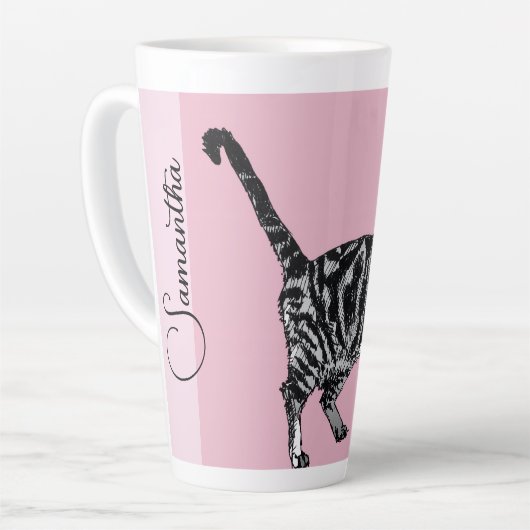 Tasse Latte Pink Tabby Cat Cats Pink Girls Name Nursery (Angle gauche)