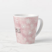 Tasse Latte Pink White Snowflakes Christmas (Angle droit)