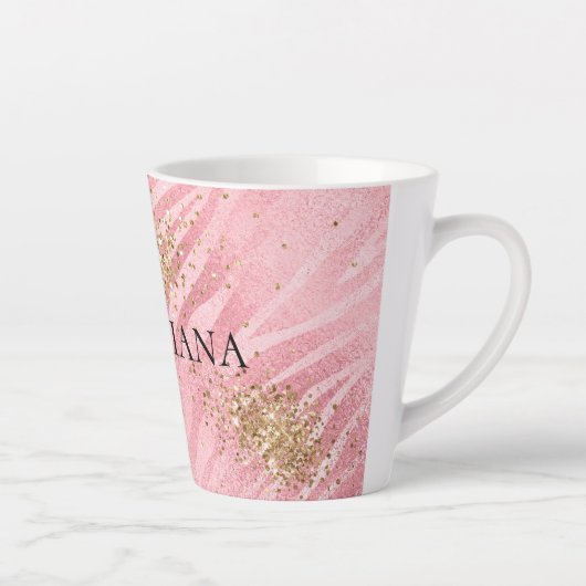 Tasse Latte Pink Zebra Gold Glitzy Parties scintillant (Droite)