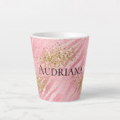 Tasse Latte Pink Zebra Gold Glitzy Parties scintillant (Devant)